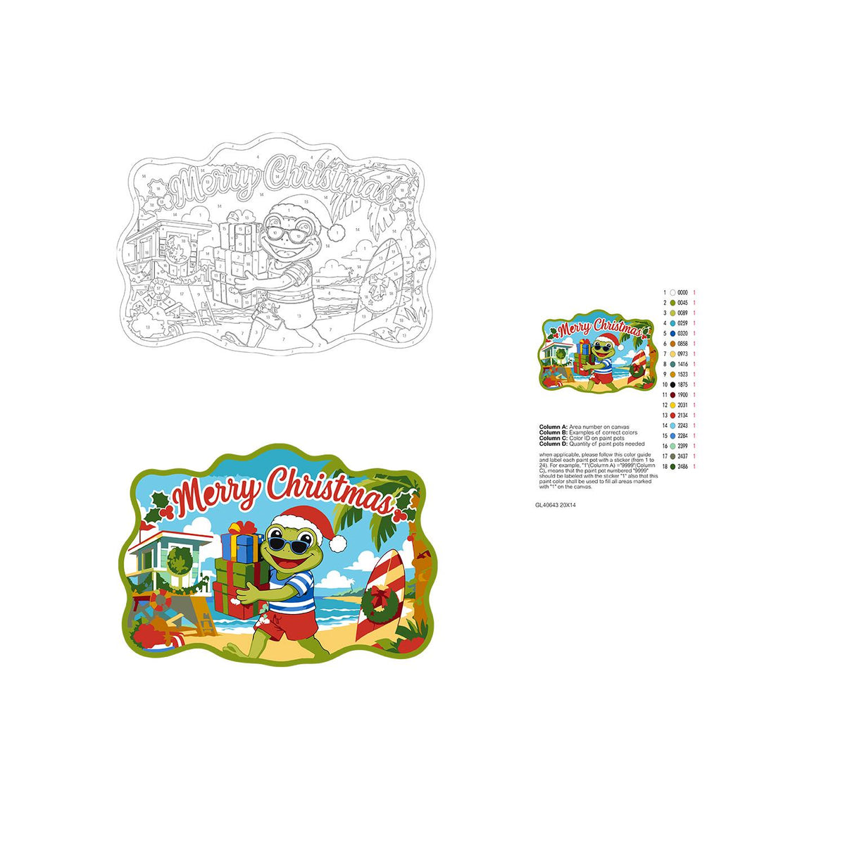 Beach Frog with Stacked Gifts paint by numbers hanging sign – image 19