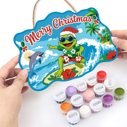 Surfing Frog and Leaping Dolphin paint by numbers hanging sign – image 9
