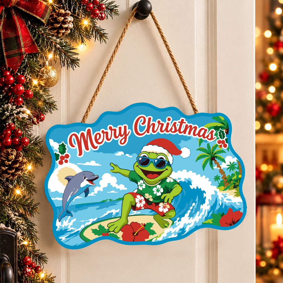 Surfing Frog and Leaping Dolphin paint by numbers hanging sign – image 16