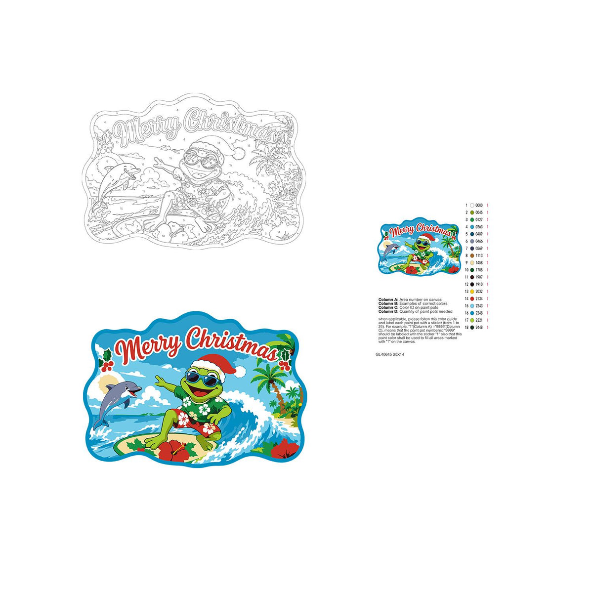 Surfing Frog and Leaping Dolphin paint by numbers hanging sign – image 19