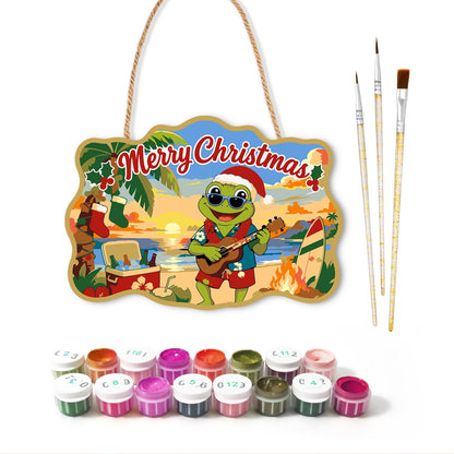 Bonfire Beach Frog Serenade paint by numbers hanging sign – image 2