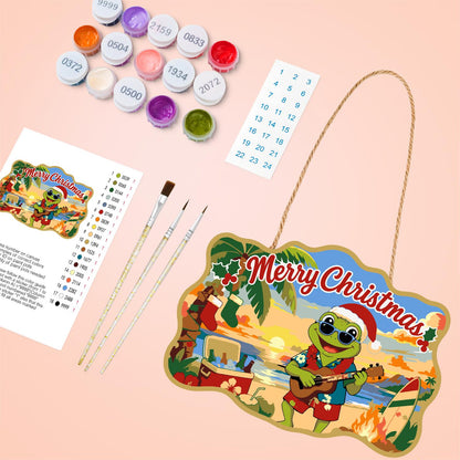Bonfire Beach Frog Serenade paint by numbers hanging sign – image 4