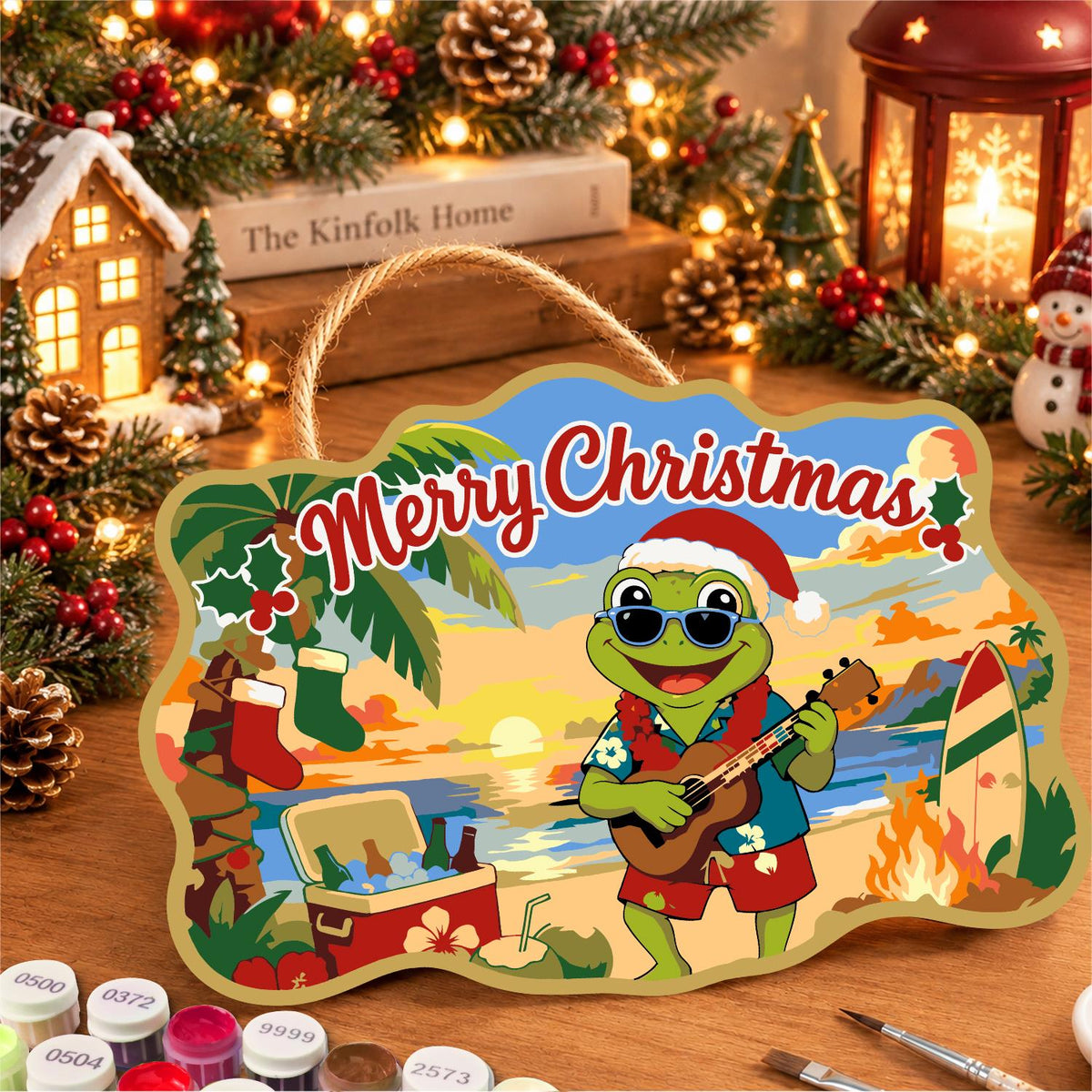 Bonfire Beach Frog Serenade paint by numbers hanging sign – image 8
