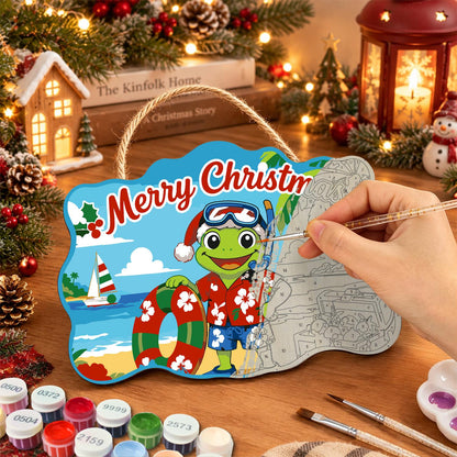 Snorkel Mask Frog with Treasure paint by numbers hanging sign – image 7