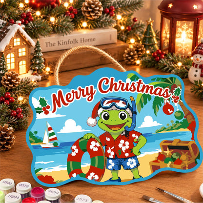 Snorkel Mask Frog with Treasure paint by numbers hanging sign – image 8