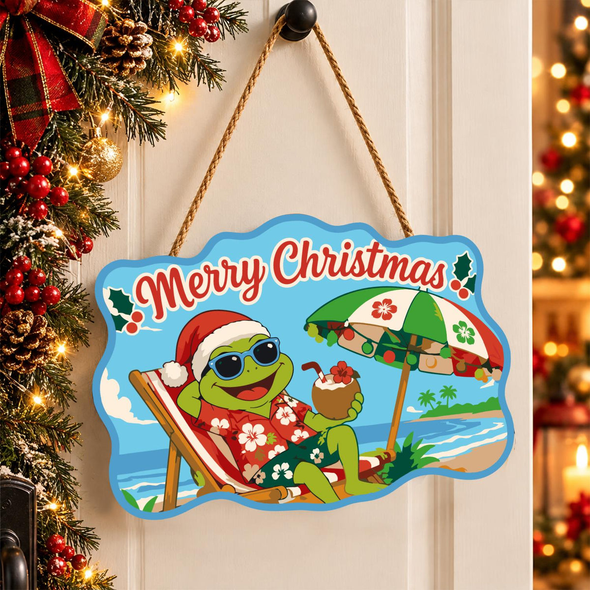 Deck Chair Frog with Coconut paint by numbers hanging sign – image 16