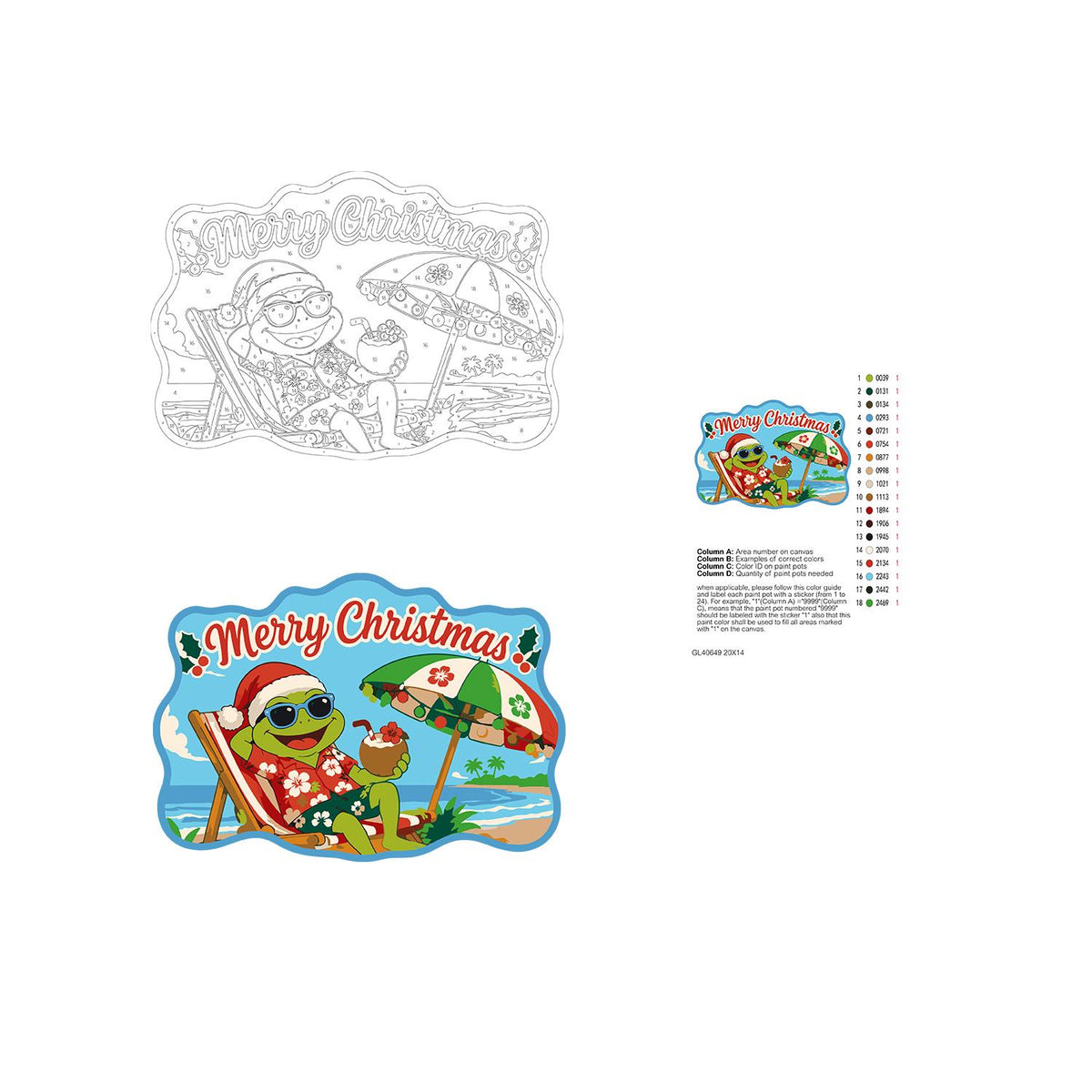 Deck Chair Frog with Coconut paint by numbers hanging sign – image 19