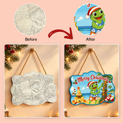 Frog Stringing Palm Lights paint by numbers hanging sign – image 10