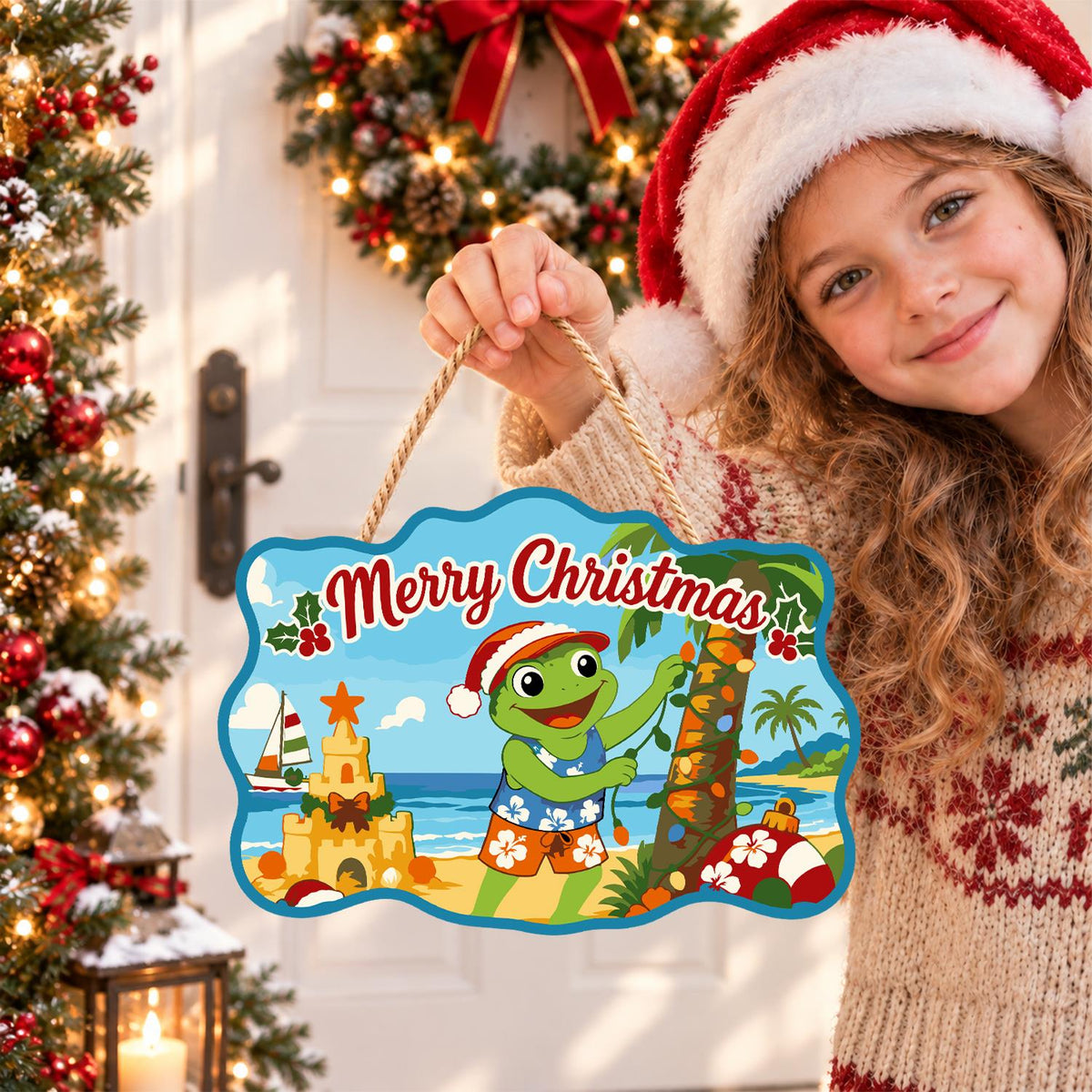 Frog Stringing Palm Lights paint by numbers hanging sign – image 13