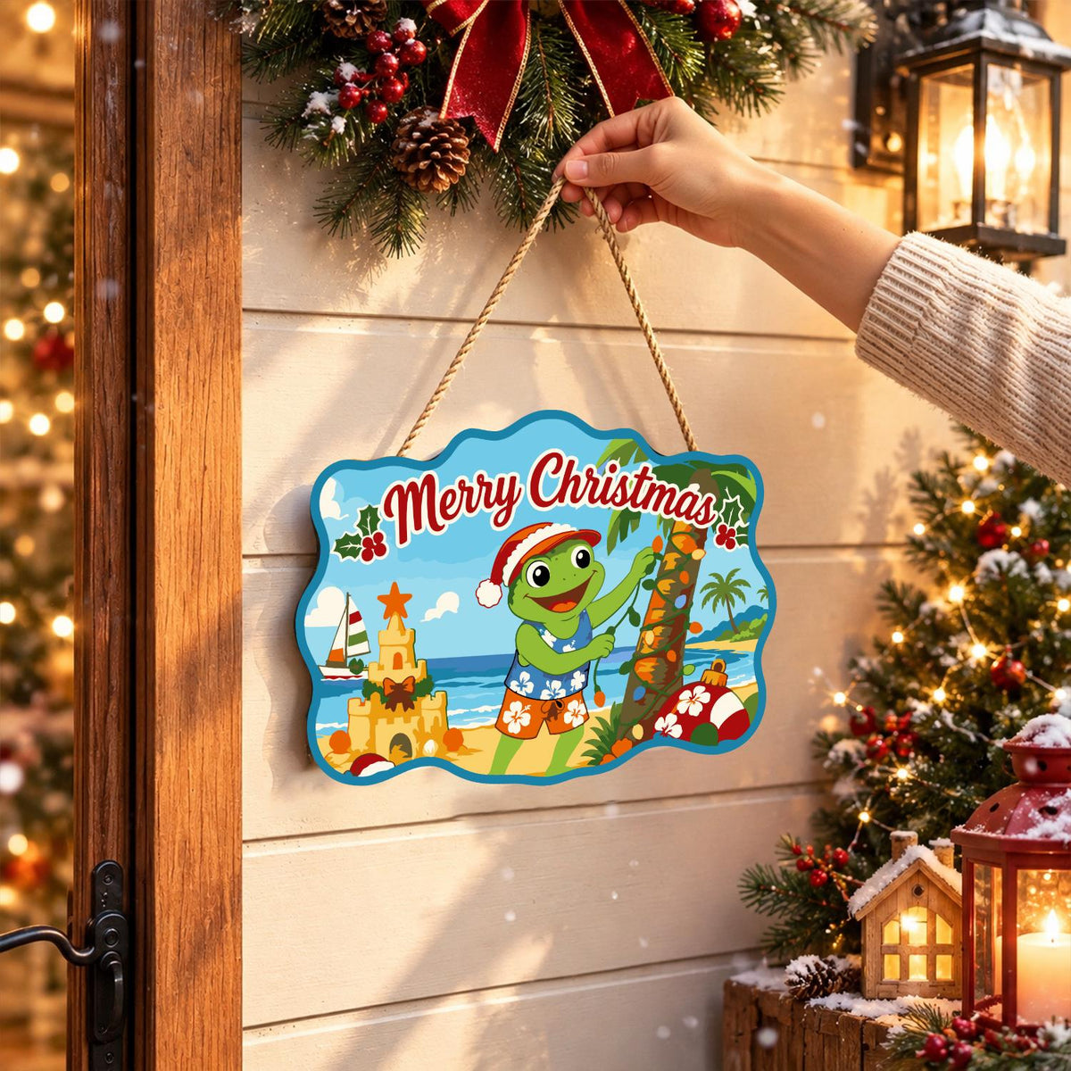 Frog Stringing Palm Lights paint by numbers hanging sign – image 14