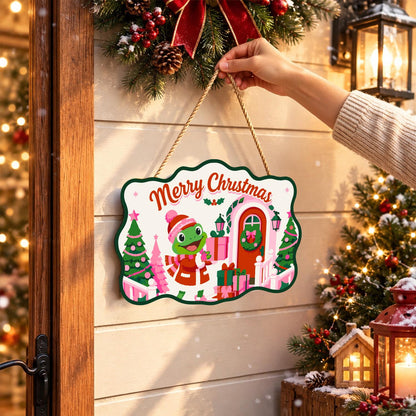 Pink Cottage Frog with a Gift paint by numbers hanging sign – image 14