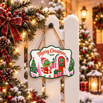 Pink Cottage Frog with a Gift paint by numbers hanging sign – image 15