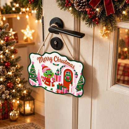 Pink Cottage Frog with a Gift paint by numbers hanging sign – image 18