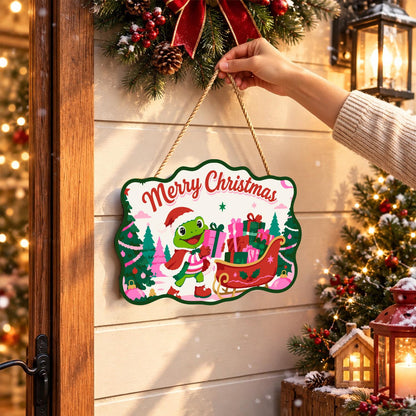 Pink Forest Sleigh Frog paint by numbers hanging sign – image 14