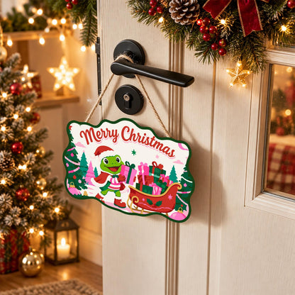 Pink Forest Sleigh Frog paint by numbers hanging sign – image 18