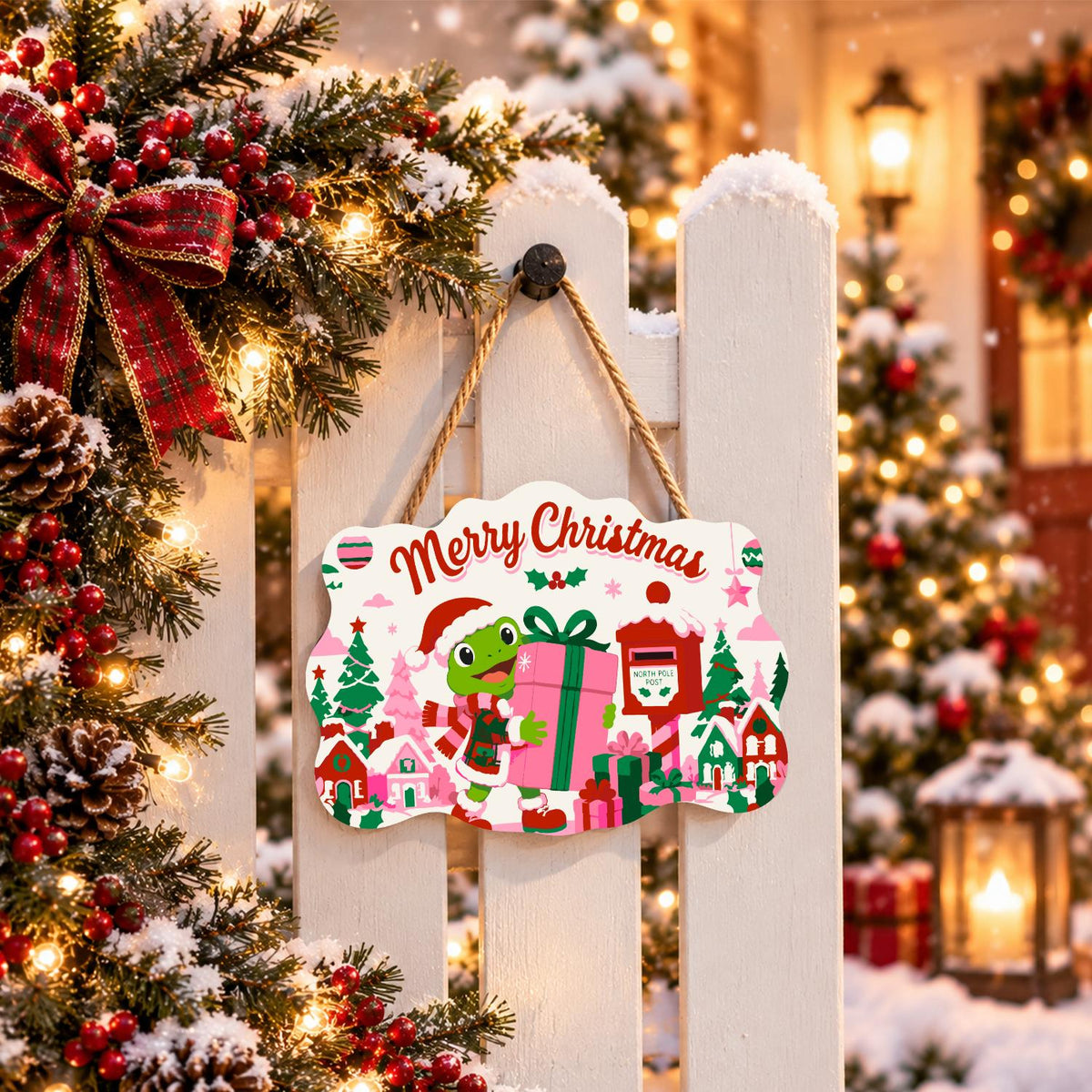 Frog Hauling a Big Pink Present paint by numbers hanging sign – image 15
