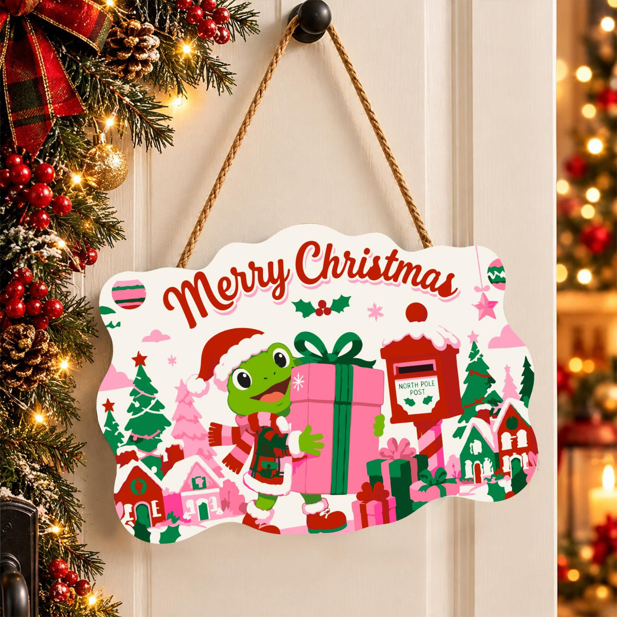 Frog Hauling a Big Pink Present paint by numbers hanging sign – image 16
