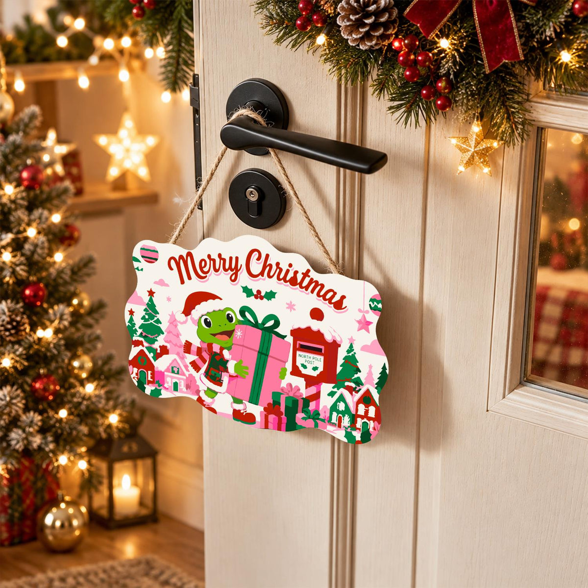 Frog Hauling a Big Pink Present paint by numbers hanging sign – image 18