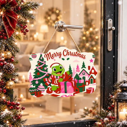 Gift-Wrapping Frog by the Tree paint by numbers hanging sign – image 17
