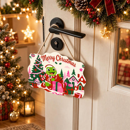 Gift-Wrapping Frog by the Tree paint by numbers hanging sign – image 18