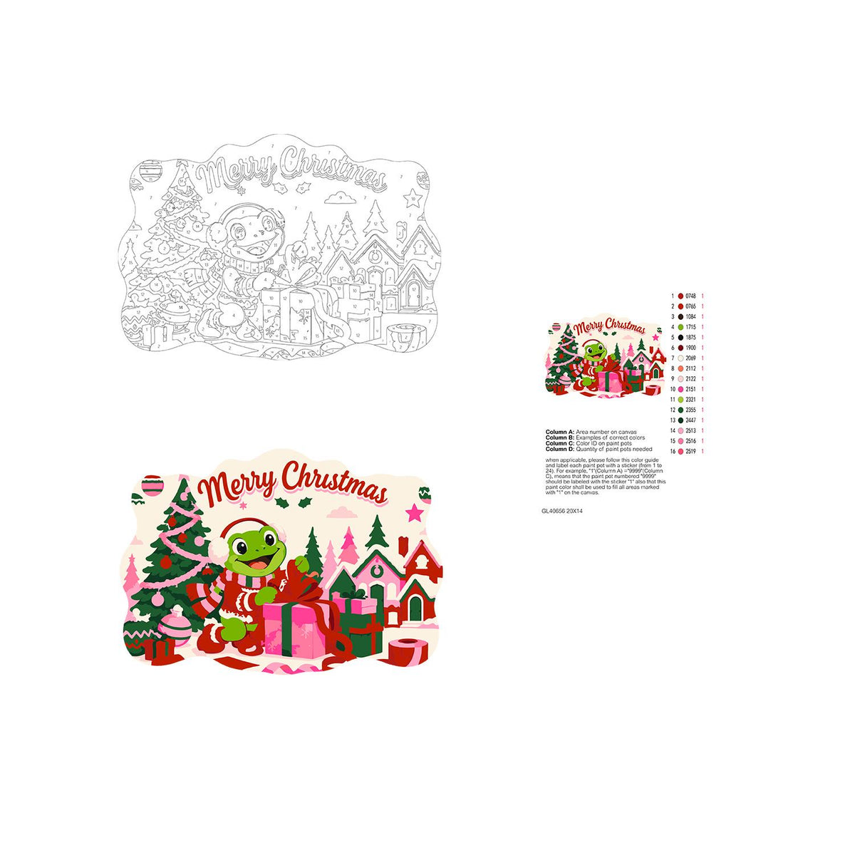 Gift-Wrapping Frog by the Tree paint by numbers hanging sign – image 19