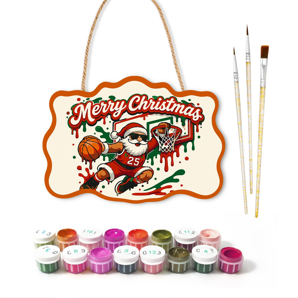 Slam Dunk Santa paint by numbers hanging sign – image 2