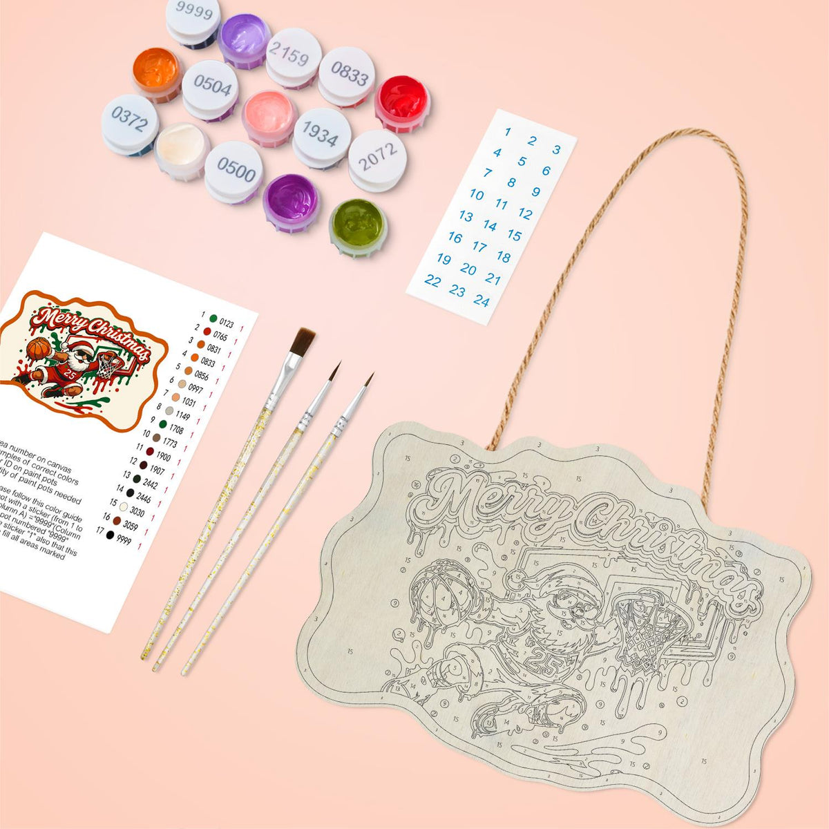 Slam Dunk Santa paint by numbers hanging sign – image 3