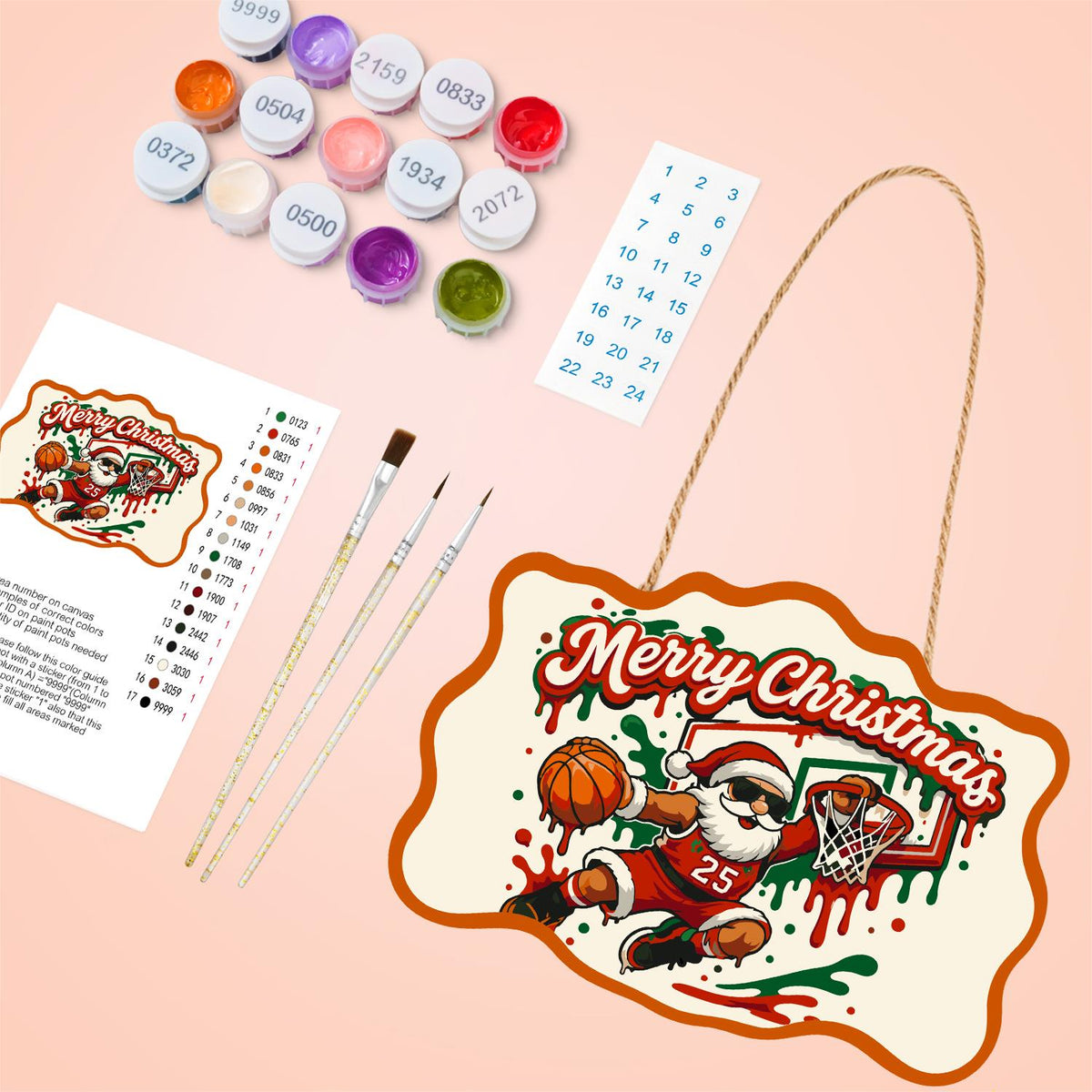 Slam Dunk Santa paint by numbers hanging sign – image 4