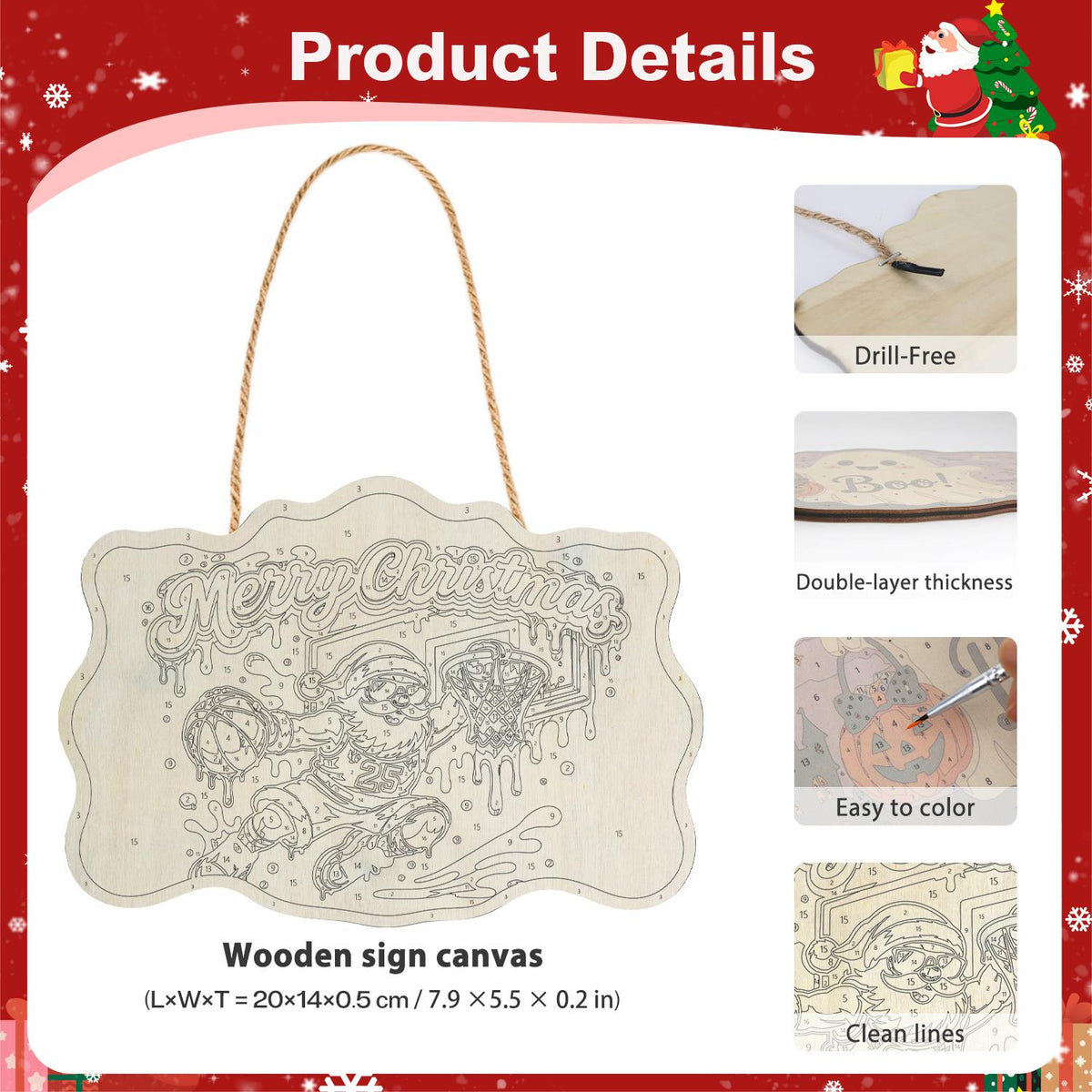 Slam Dunk Santa paint by numbers hanging sign – image 5