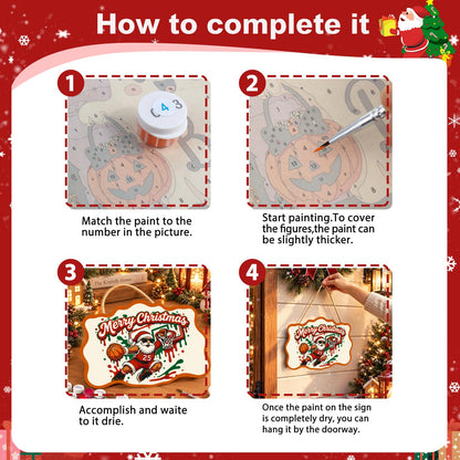 Slam Dunk Santa paint by numbers hanging sign – image 6