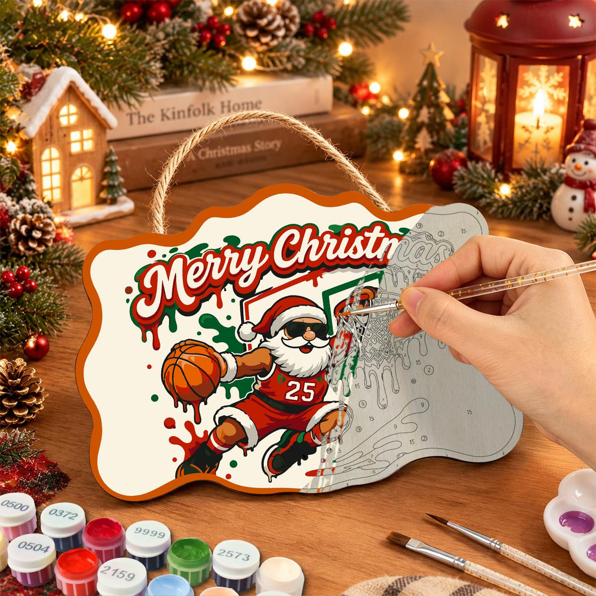 Slam Dunk Santa paint by numbers hanging sign – image 7