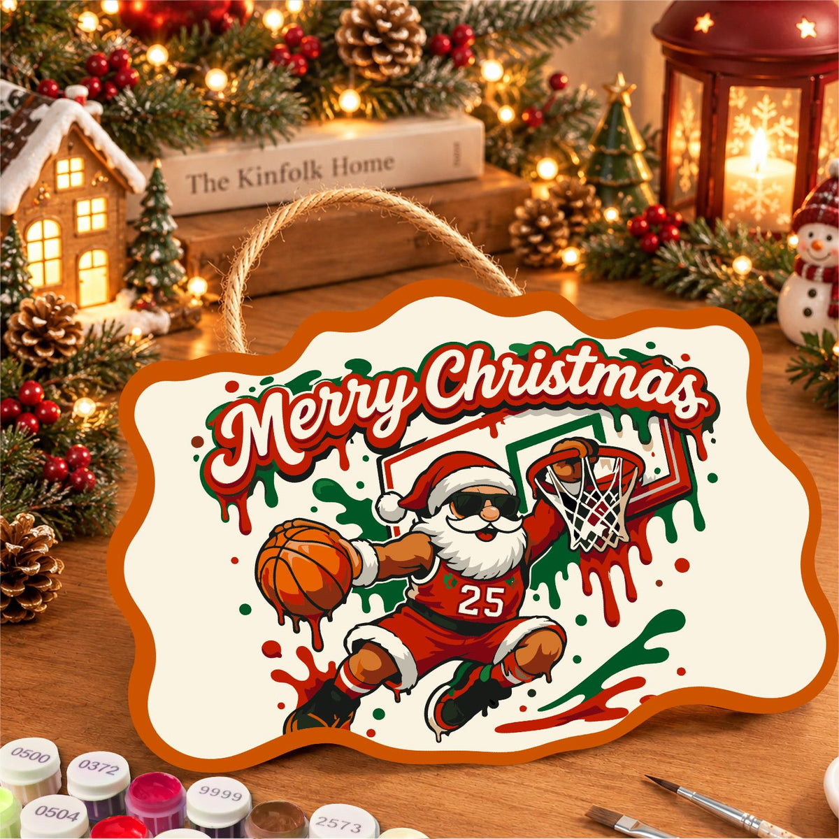 Slam Dunk Santa paint by numbers hanging sign – image 8