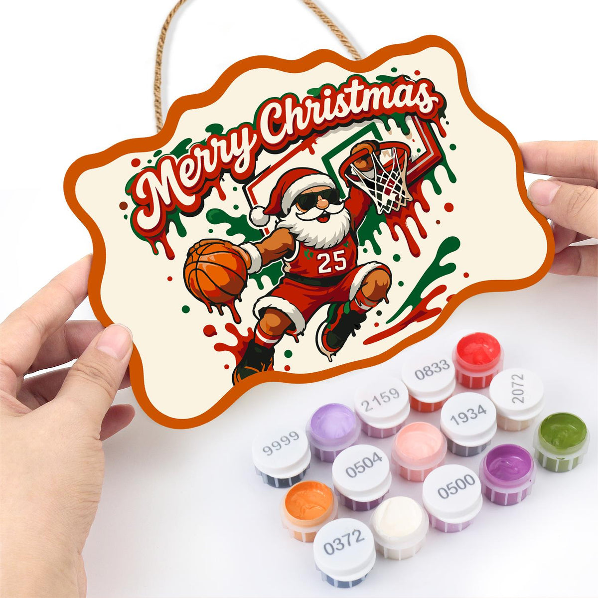 Slam Dunk Santa paint by numbers hanging sign – image 9