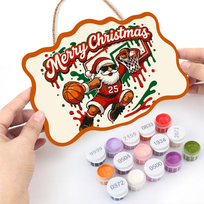 Slam Dunk Santa paint by numbers hanging sign – image 9