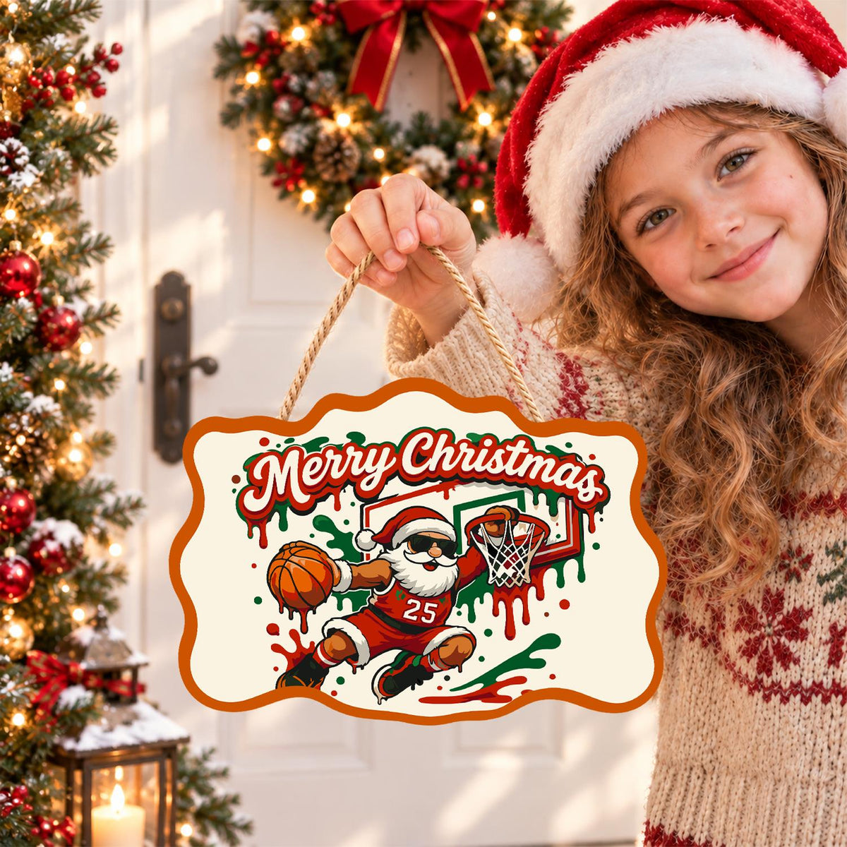 Slam Dunk Santa paint by numbers hanging sign – image 13