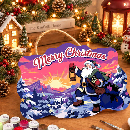 Lantern-Bearing Mountain Santa paint by numbers hanging sign – image 8
