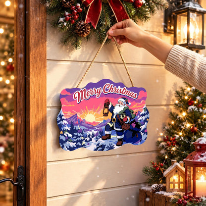 Lantern-Bearing Mountain Santa paint by numbers hanging sign – image 14