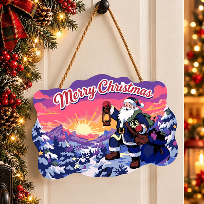 Lantern-Bearing Mountain Santa paint by numbers hanging sign – image 16