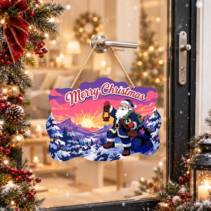 Lantern-Bearing Mountain Santa paint by numbers hanging sign – image 17