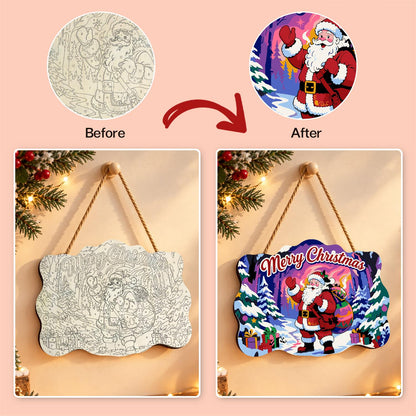 Waving Santa in the Aurora Forest paint by numbers hanging sign – image 10