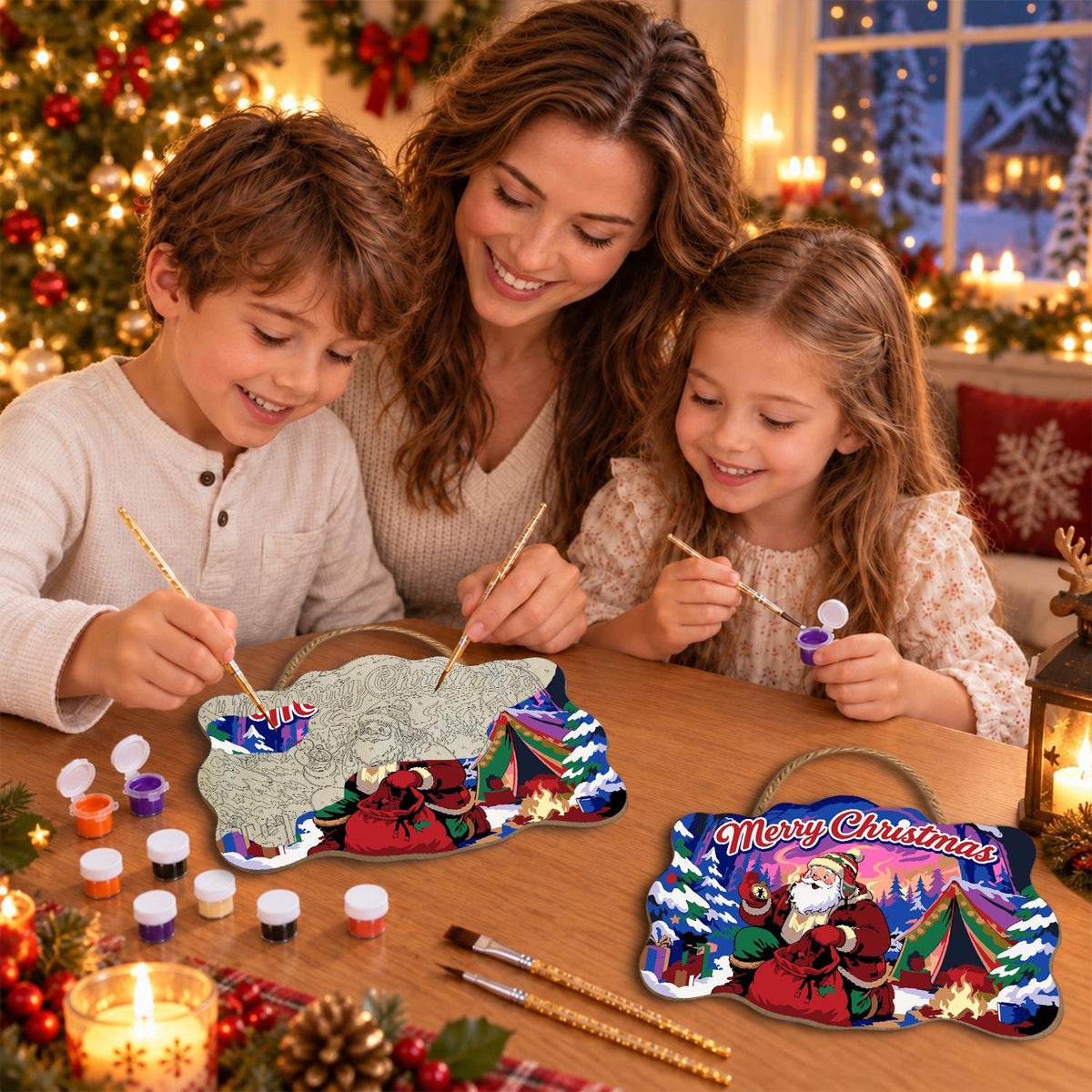 Campfire Santa Under Purple Skies paint by numbers hanging sign – image 12