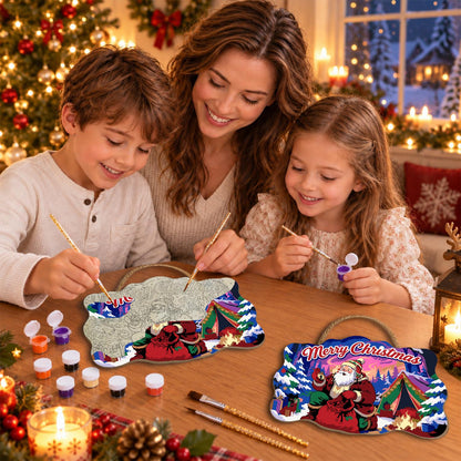 Campfire Santa Under Purple Skies paint by numbers hanging sign – image 12