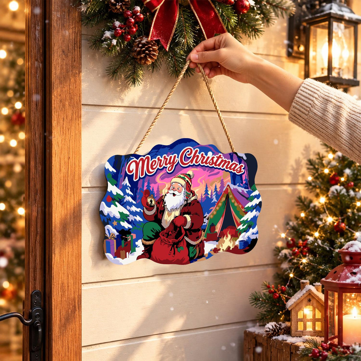 Campfire Santa Under Purple Skies paint by numbers hanging sign – image 14