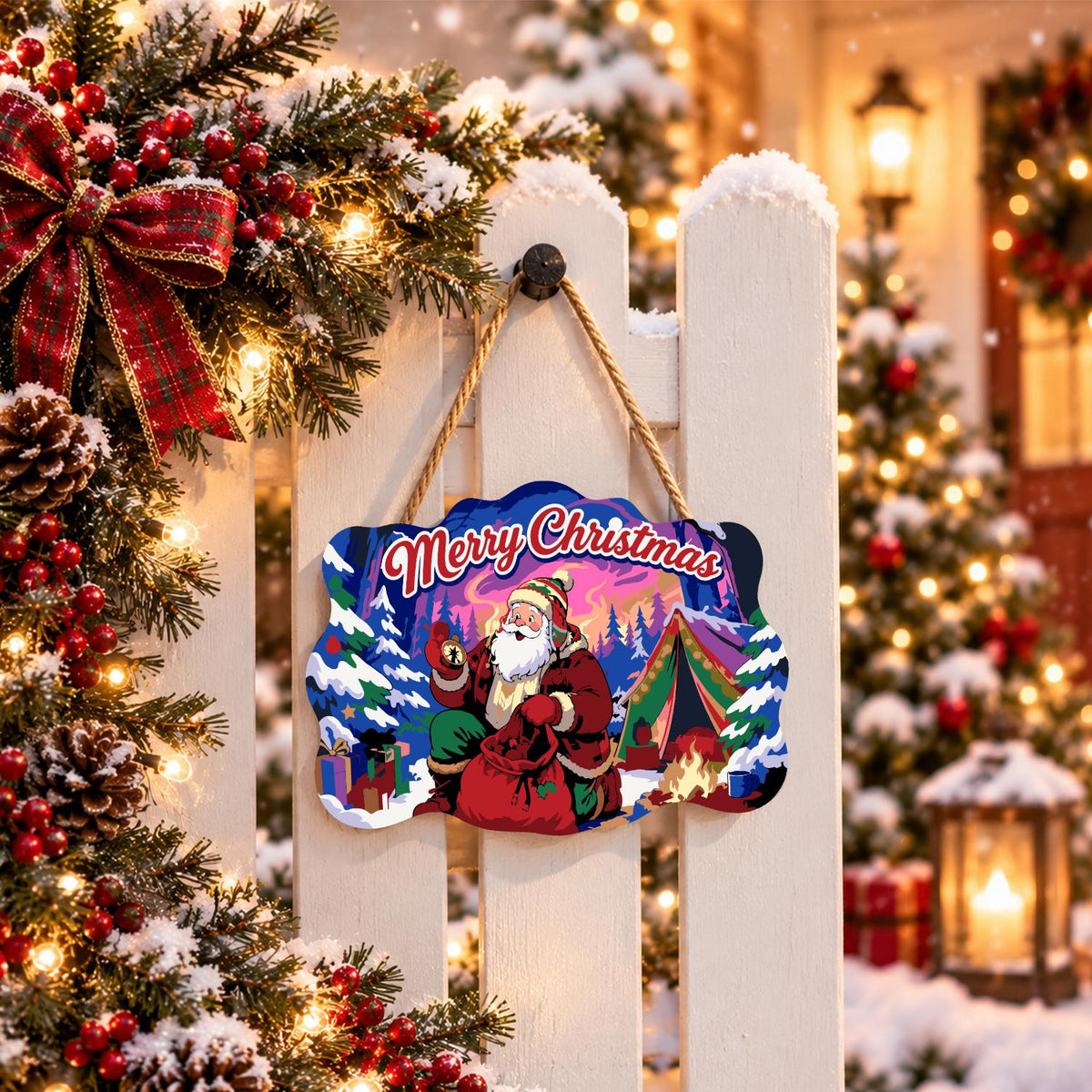 Campfire Santa Under Purple Skies paint by numbers hanging sign – image 15