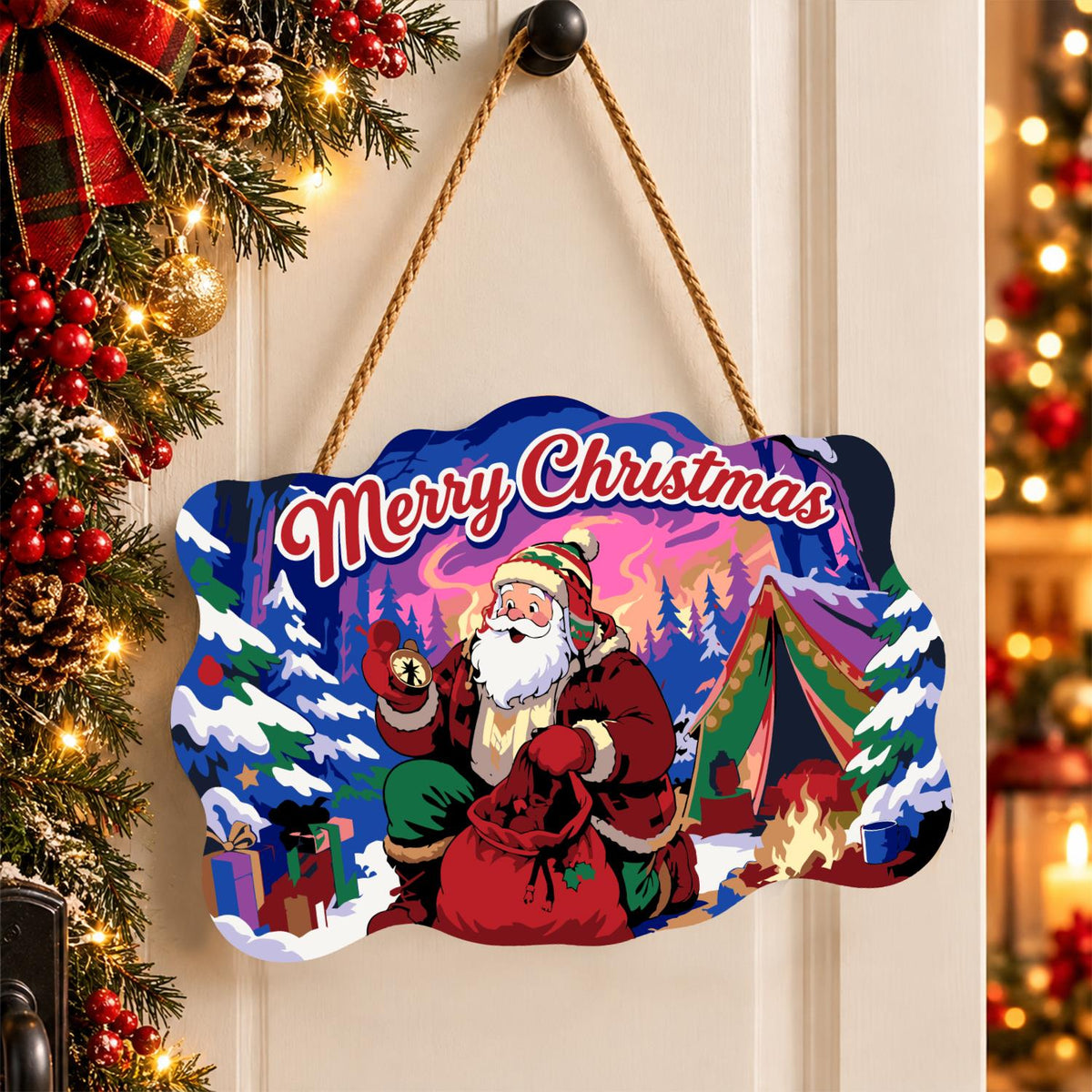 Campfire Santa Under Purple Skies paint by numbers hanging sign – image 16