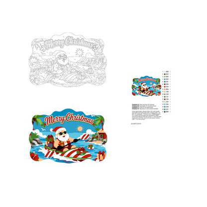 Candy-Striped Kayak Santa paint by numbers hanging sign – image 19