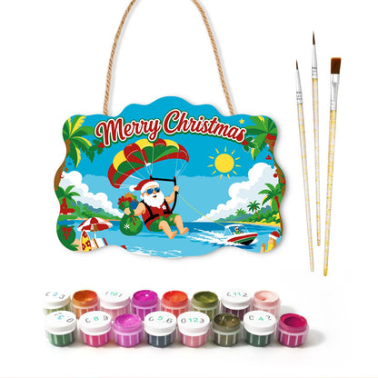 Parasailing Santa Over the Bay paint by numbers hanging sign – image 2