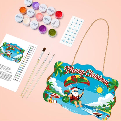 Parasailing Santa Over the Bay paint by numbers hanging sign – image 4