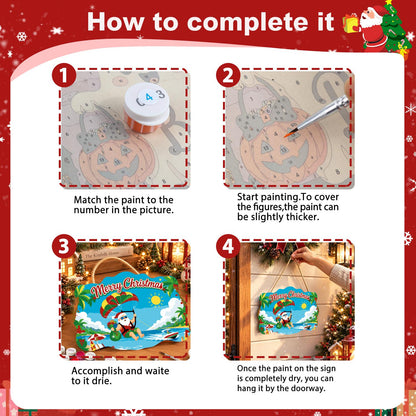 Parasailing Santa Over the Bay paint by numbers hanging sign – image 6