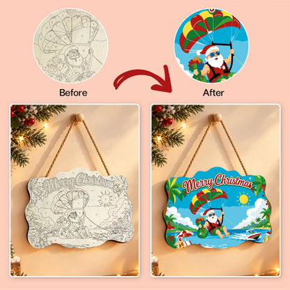 Parasailing Santa Over the Bay paint by numbers hanging sign – image 10